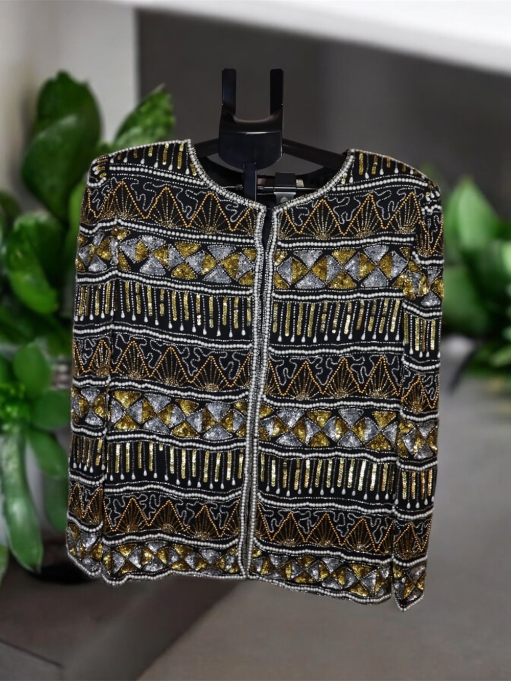 Lawrence Kazar Vintage Beaded Silk Evening Jacket M